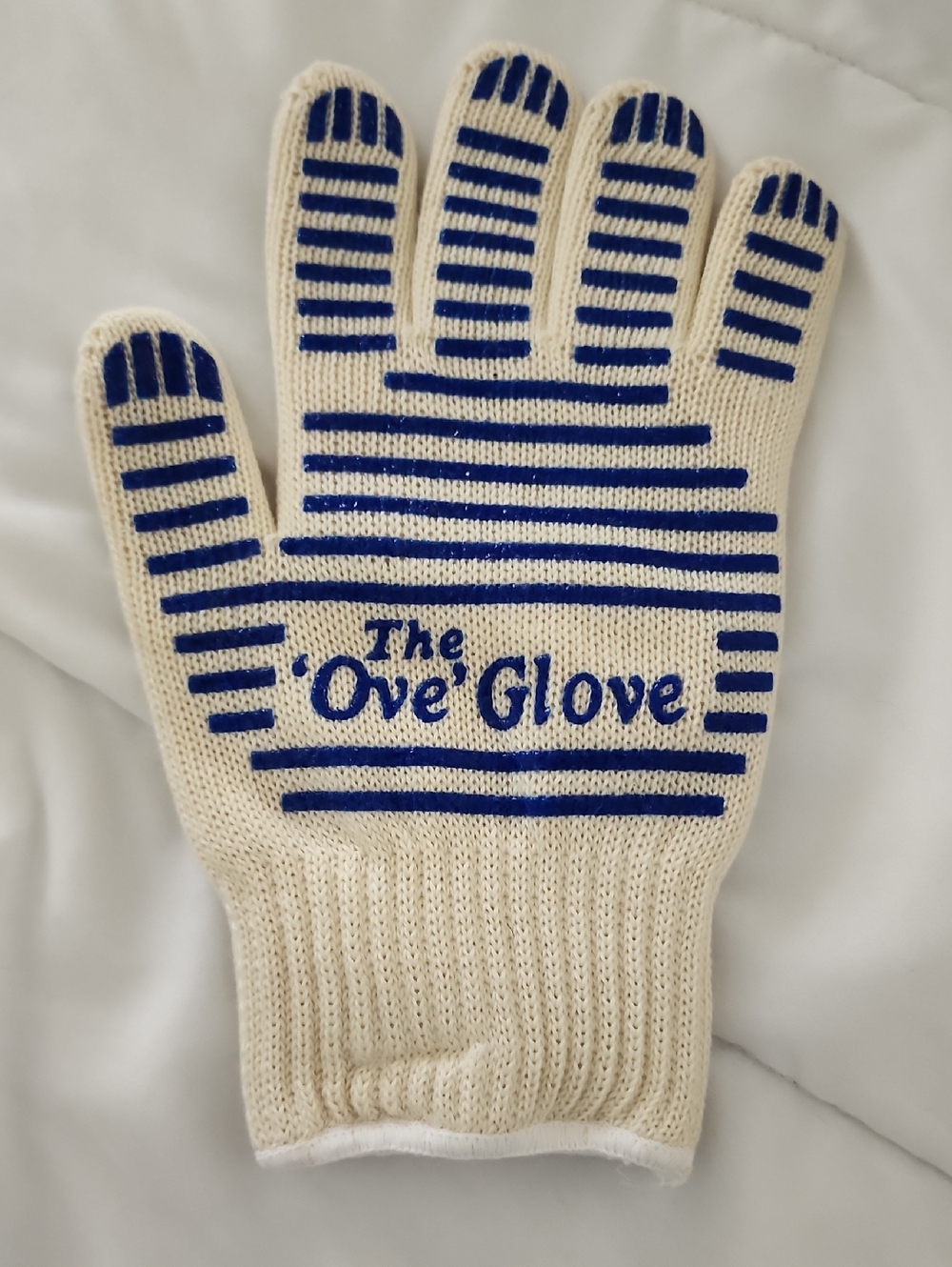 Heat-Resistant Kitchen Glove in Cream and Blue